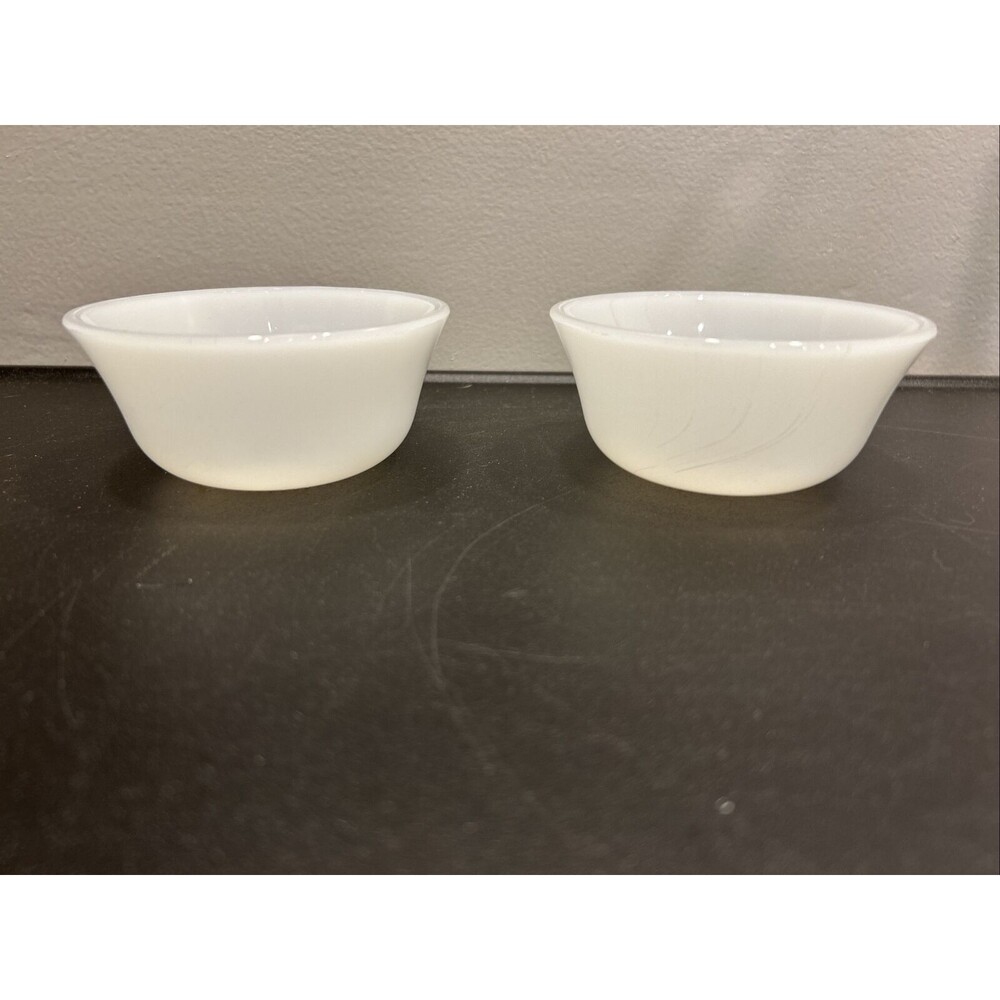 VINTAGE GLASBAKE WHITE MILK GLASS Bowls Set Of 2